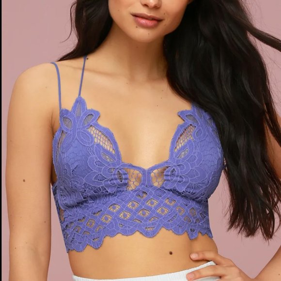 Free People Adella Lace Bralette Periwinkle Purple - Picture 1 of 5